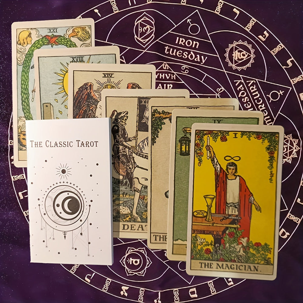 NOUVEAU RICHE Klassisches Tarot Kartenset mit 78 Karten und Anleitungsbuch – Tarotkarten für Anfänger und Fortgeschrittene