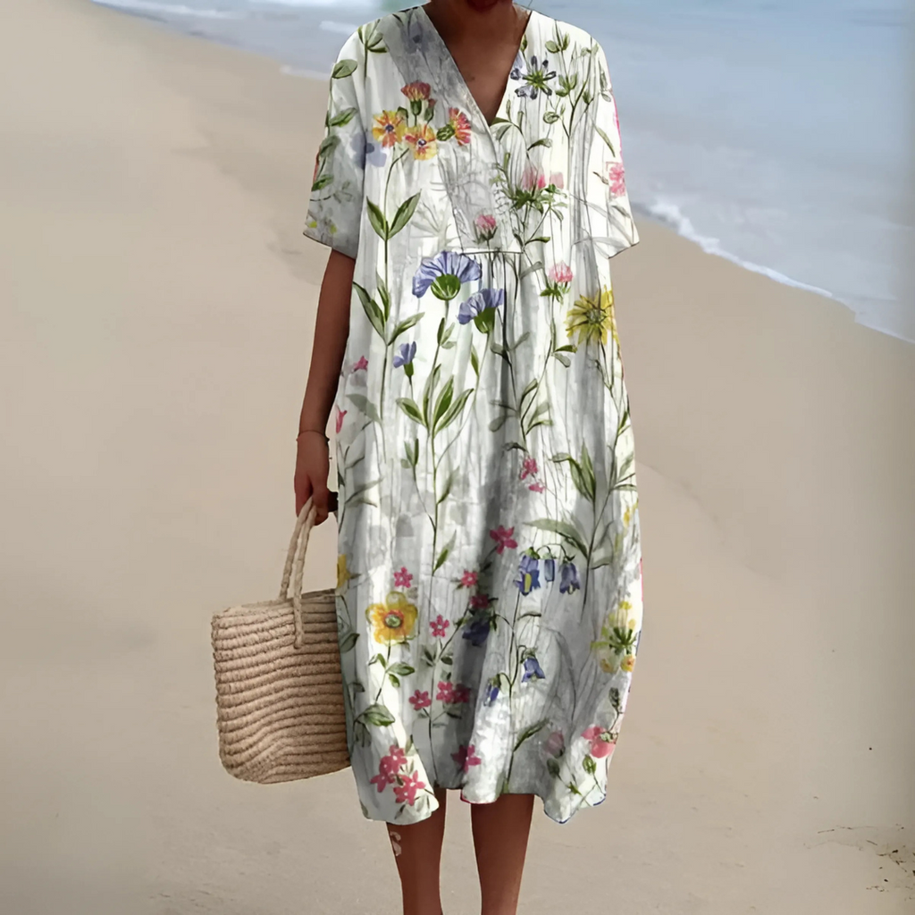 NOUVEAU RICHE Sommerkleid Blumenmuster Weit Geschnitten Leichtes Material Blume 15