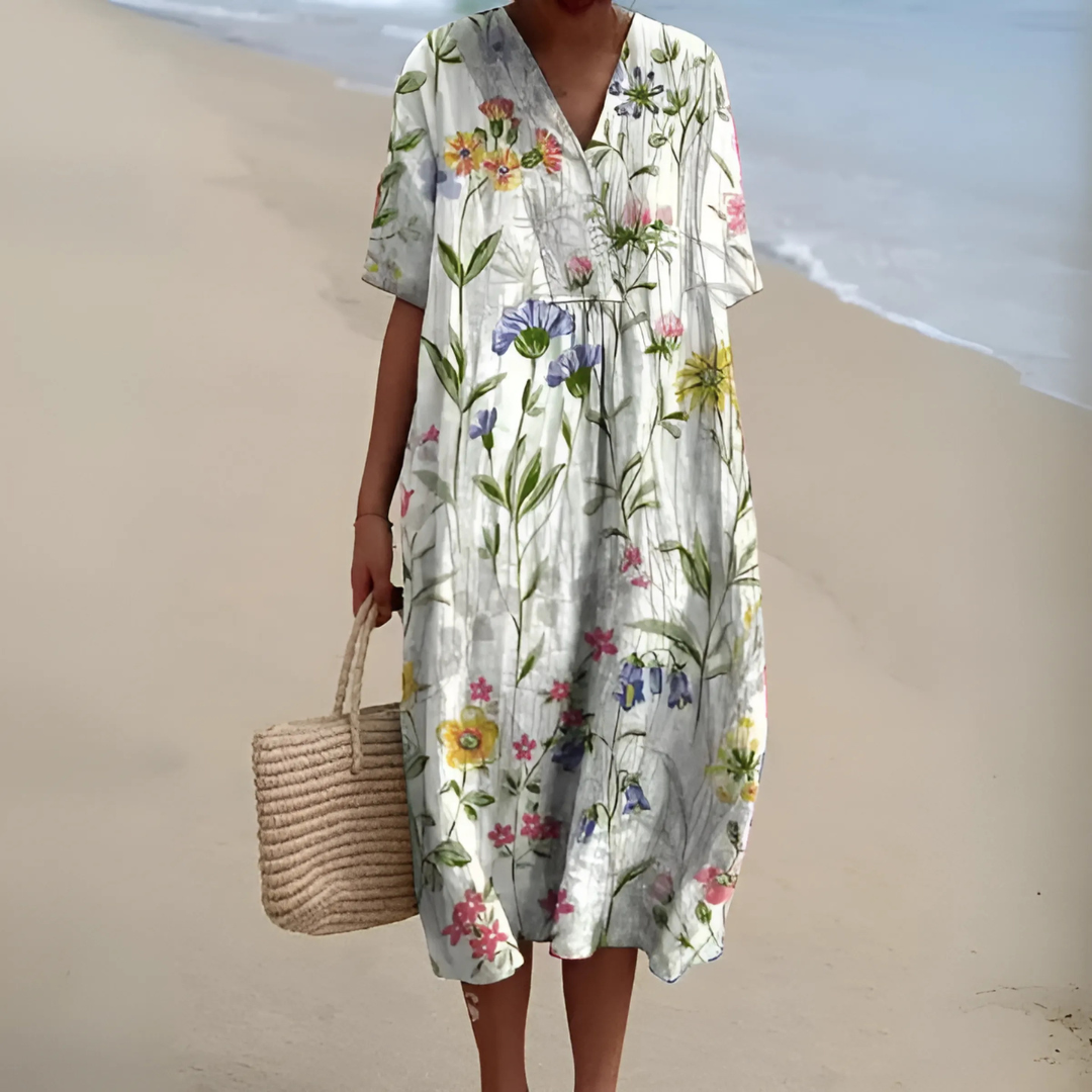 NOUVEAU RICHE Sommerkleid Blumenmuster Weit Geschnitten Leichtes Material Blume 15