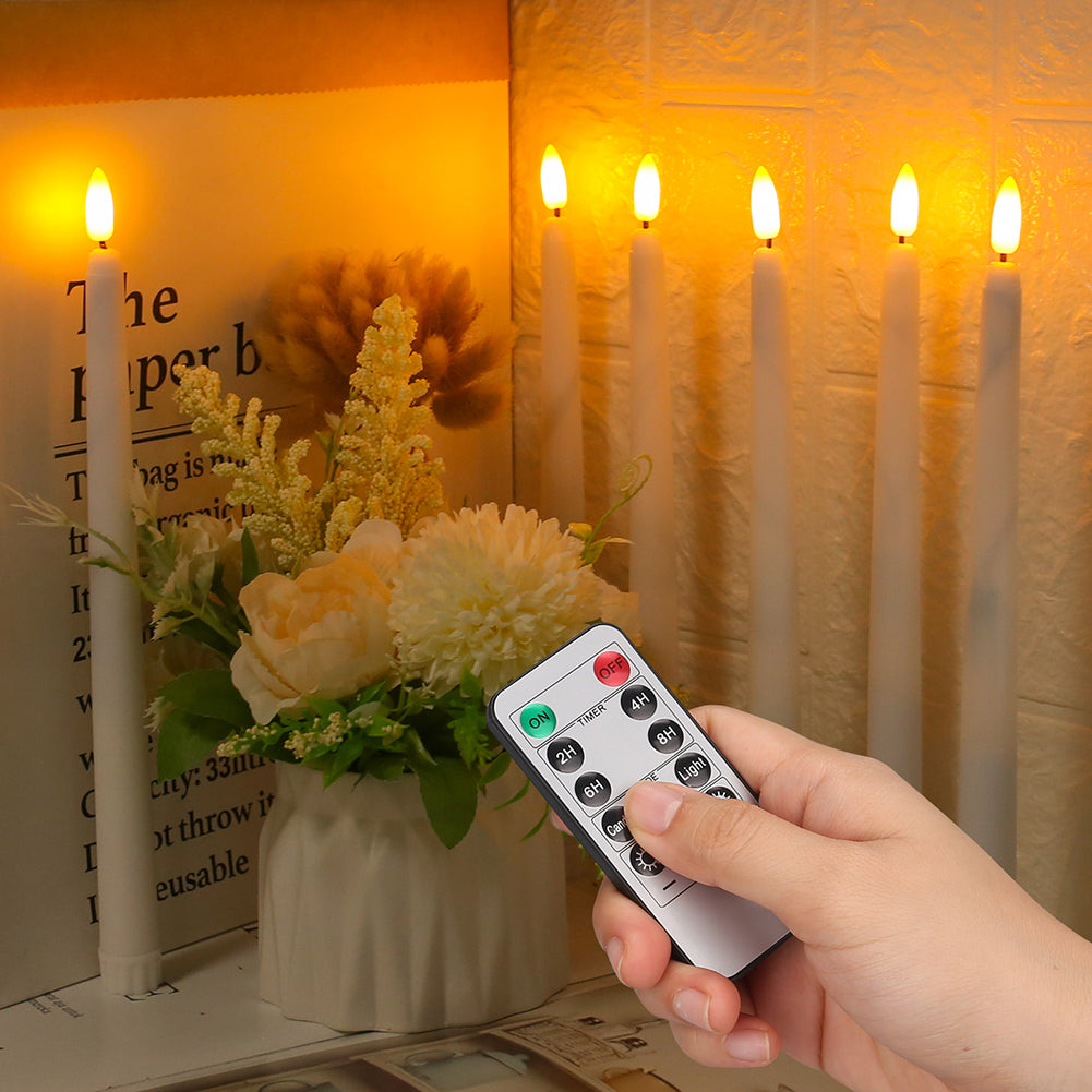 NOUVEAU RICHE Stehende LED-Kerzen – Flammenlose Stabkerzen mit Fernbedienung, Timer & Dimmer, Batteriebetrieben, 4, 6 oder 10 Stück – LumiCandle