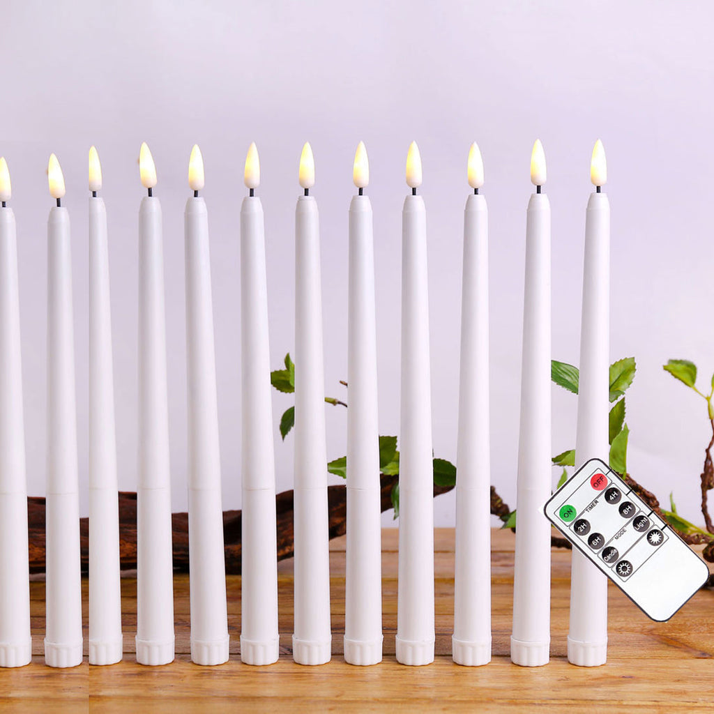 NOUVEAU RICHE Stehende LED-Kerzen – Flammenlose Stabkerzen mit Fernbedienung, Timer & Dimmer, Batteriebetrieben, 4, 6 oder 10 Stück – LumiCandle 10