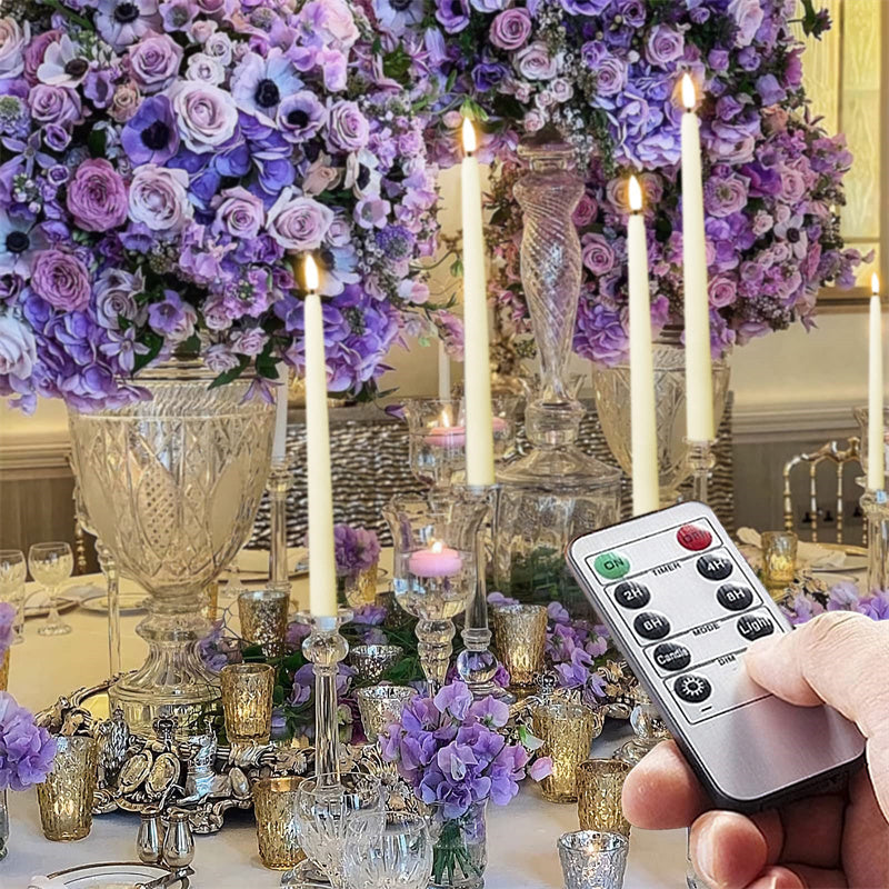 NOUVEAU RICHE Stehende LED-Kerzen – Flammenlose Stabkerzen mit Fernbedienung, Timer & Dimmer, Batteriebetrieben, 4, 6 oder 10 Stück – LumiCandle