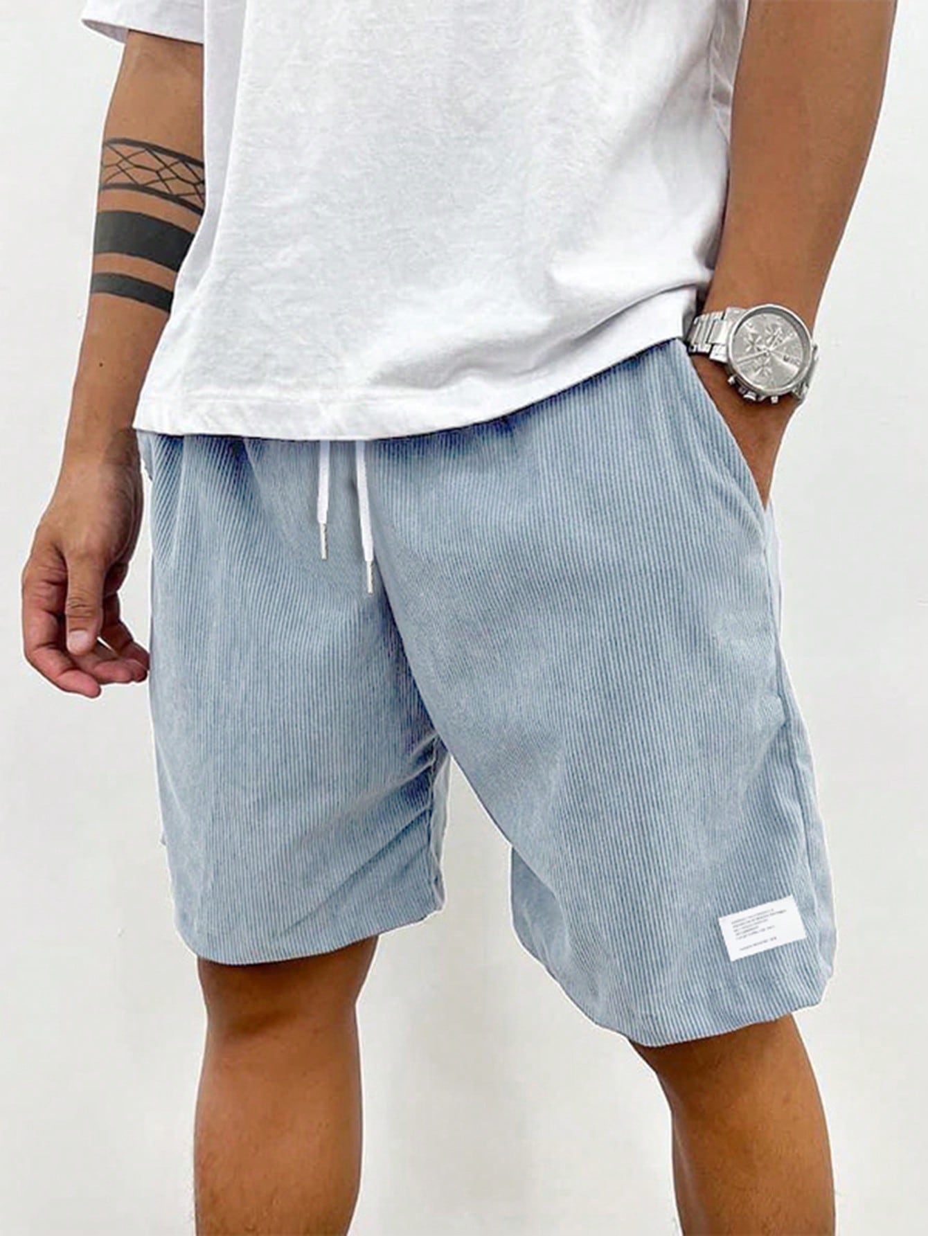 NOUVEAU RICHE Herren Cordshorts Mit Leichtem Stretch Bequeme Passform Baby blau