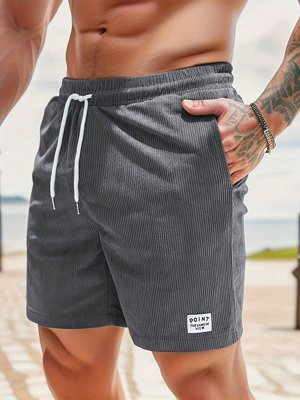 NOUVEAU RICHE Herren Cordshorts Mit Leichtem Stretch Bequeme Passform Grau