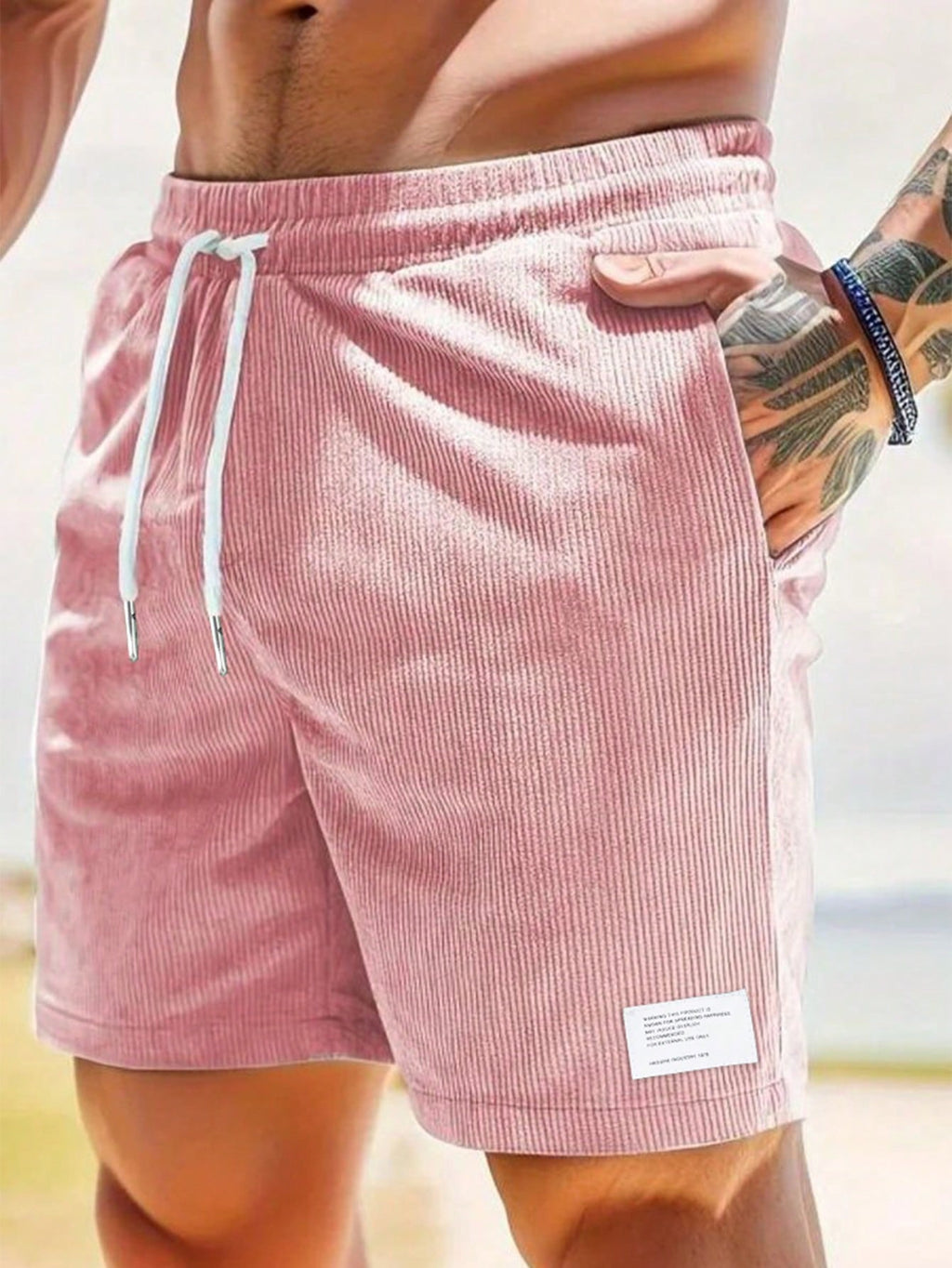 NOUVEAU RICHE Herren Cordshorts Mit Leichtem Stretch Bequeme Passform Dunkelrosa