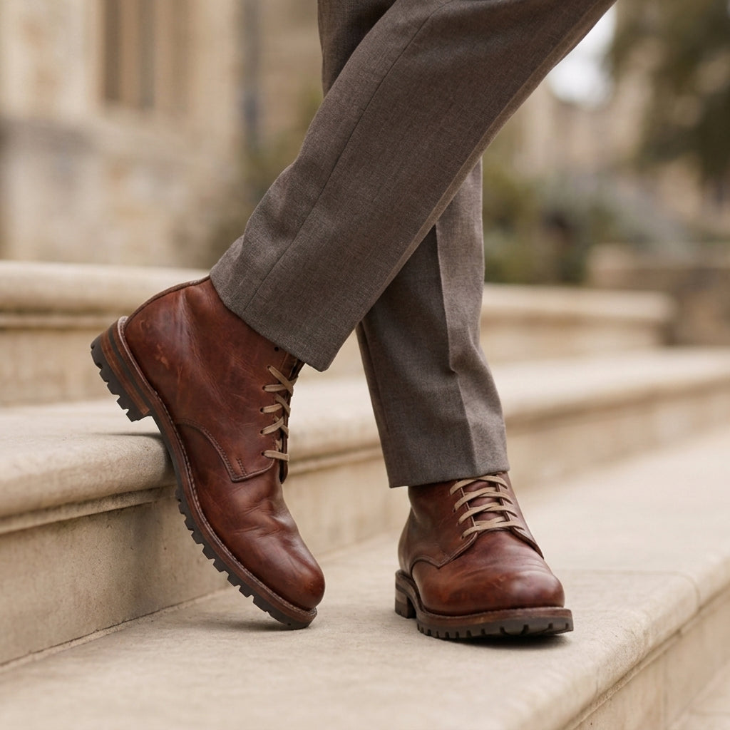NOUVEAU RICHE Sephira Classic Lace-Up Boots Chestnut Brown