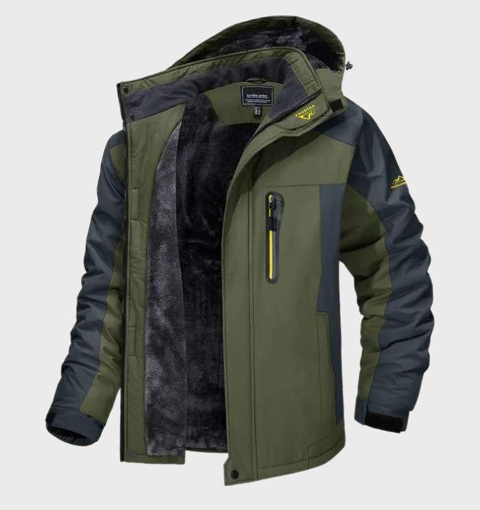 NOUVEAU RICHE Ranches | Warme und wasserdichte Herren-Fleecejacke mit Kapuze Grün