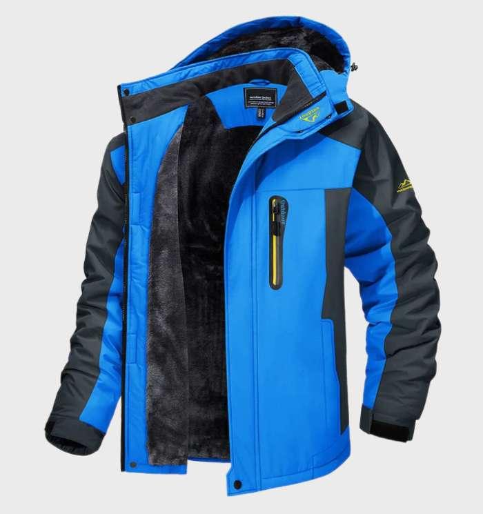 NOUVEAU RICHE Ranches | Warme und wasserdichte Herren-Fleecejacke mit Kapuze Blau