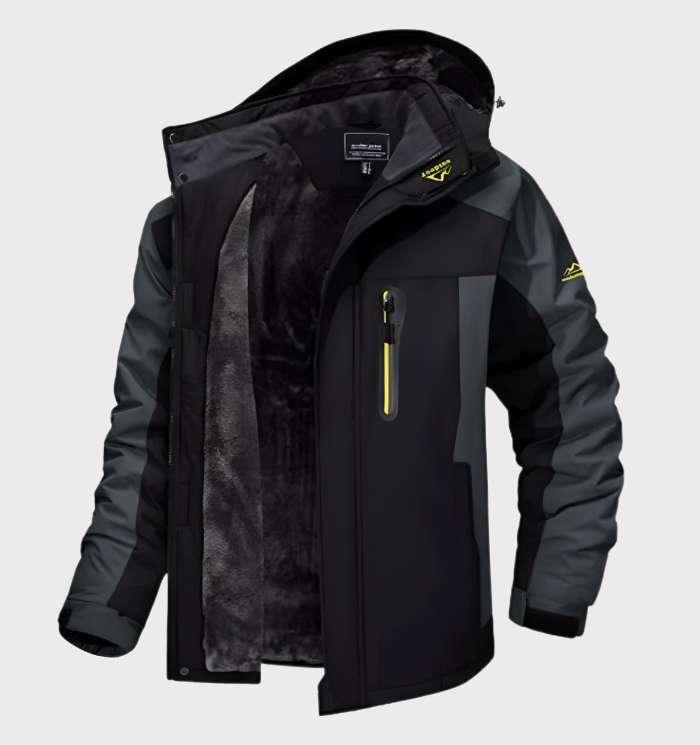 NOUVEAU RICHE Ranches | Warme und wasserdichte Herren-Fleecejacke mit Kapuze Schwarz