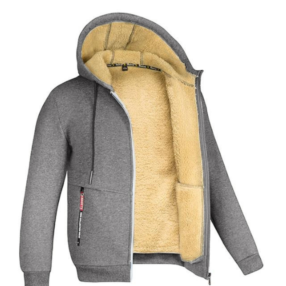 NOUVEAU RICHE Kristoffer | Herre Weiche und Warme Jacke - Gemütliche Fleecejacke & Gefütterte Winterjacke Grau