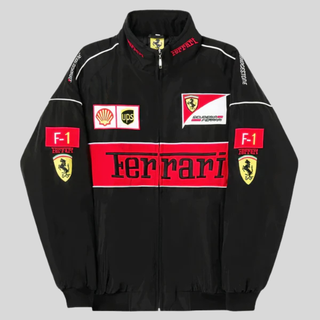 NOUVEAU RICHE Herrenjacken im Vintage Ferrari Rennstil im zeitlosen Design Schwarz