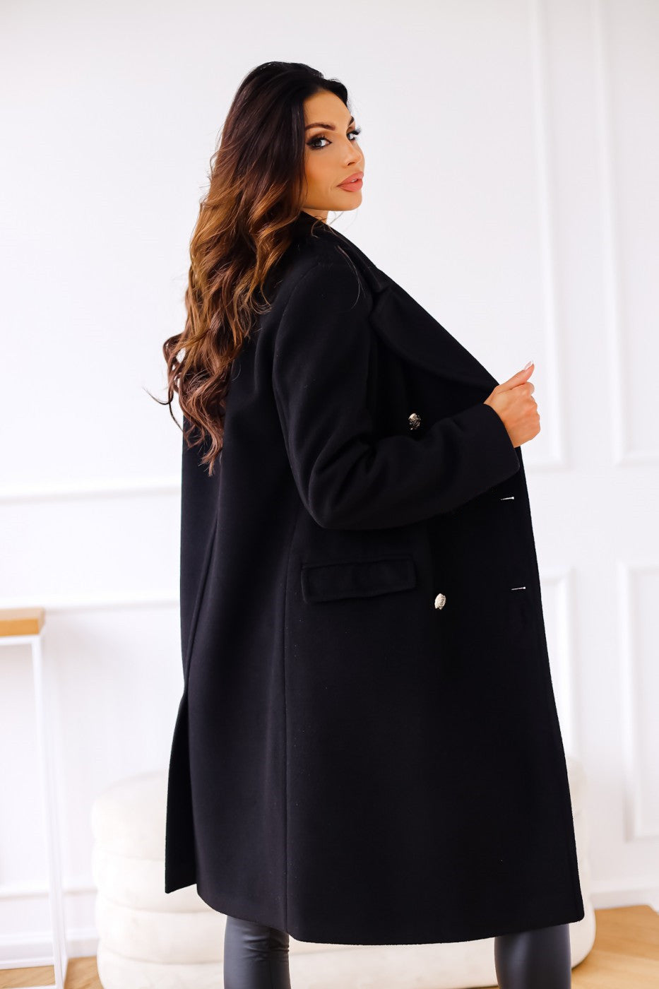 NOUVEAU RICHE Mantel Damen Lang Stilvoll Lockere Passform Wärme Alltagslook