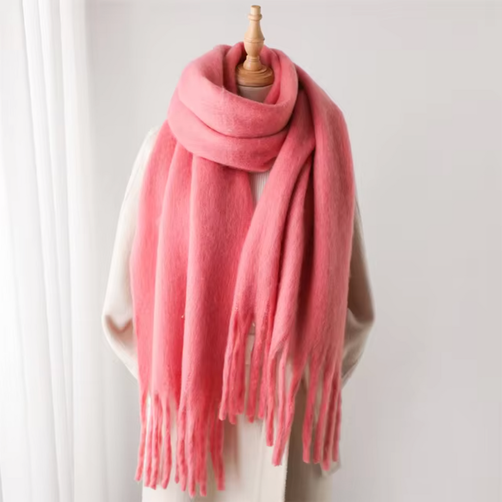 NOUVEAU RICHE Kaschmir-Winter-Schal Cashmere-ähnlichem Stoff Fransen Rosa Einheitsgröße