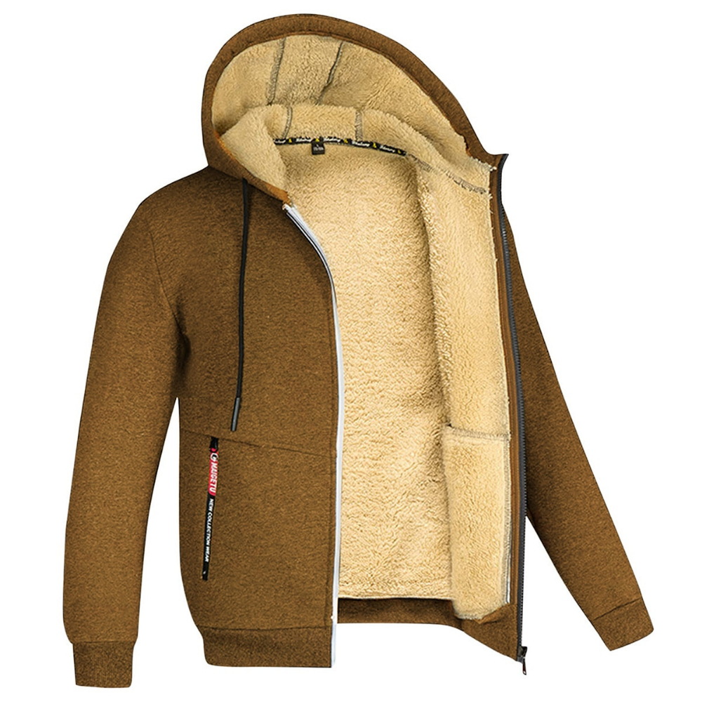NOUVEAU RICHE Kristoffer | Herre Weiche und Warme Jacke - Gemütliche Fleecejacke & Gefütterte Winterjacke Braun
