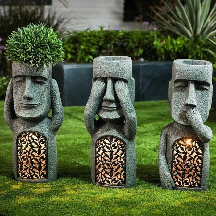 NOUVEAU RICHE Blumentopf Solar-LED Licht, Kunst-Skulptur für Garten