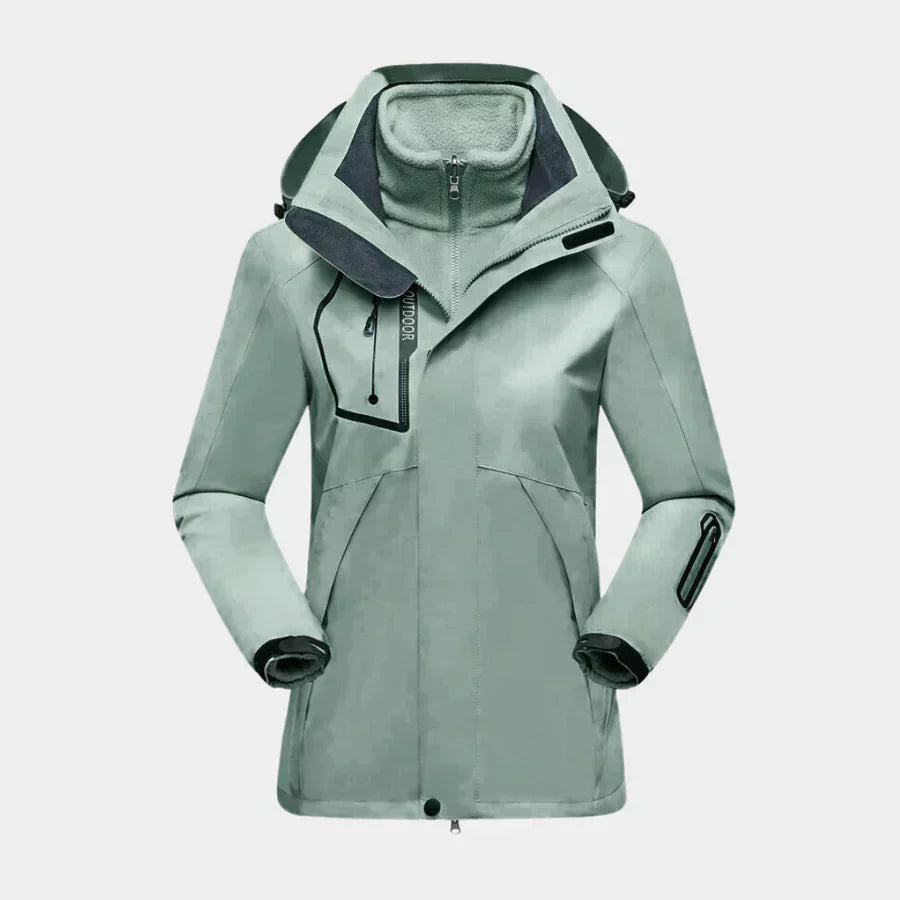 NOUVEAU RICHE Damen Skijacke – Stylische Langarm Jacke mit Flexiblen Schutz Grün