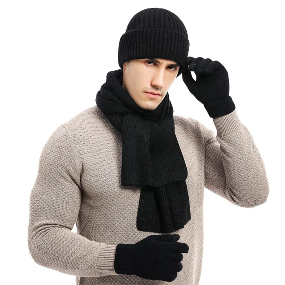NOUVEAU RICHE Hommes | Robustes Winterset | Mit robuster Mütze, Schal und Handschuhen!