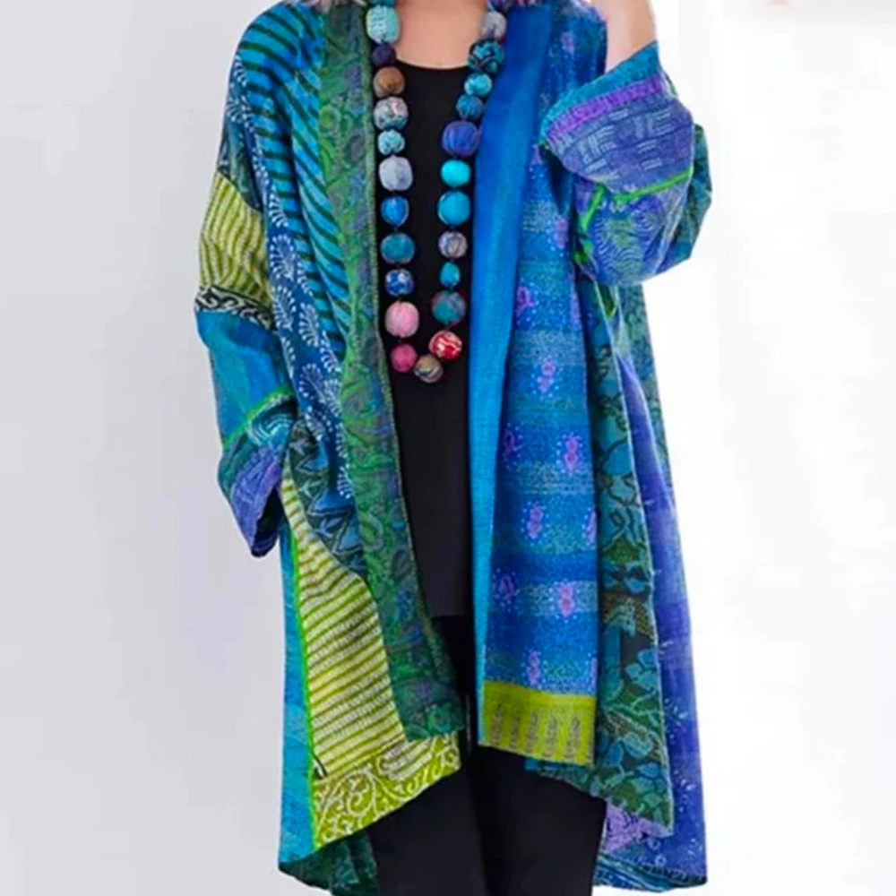 NOUVEAU RICHE Strickjacke Damen Baumwolle Sommerleicht Leichte Jacke Blau
