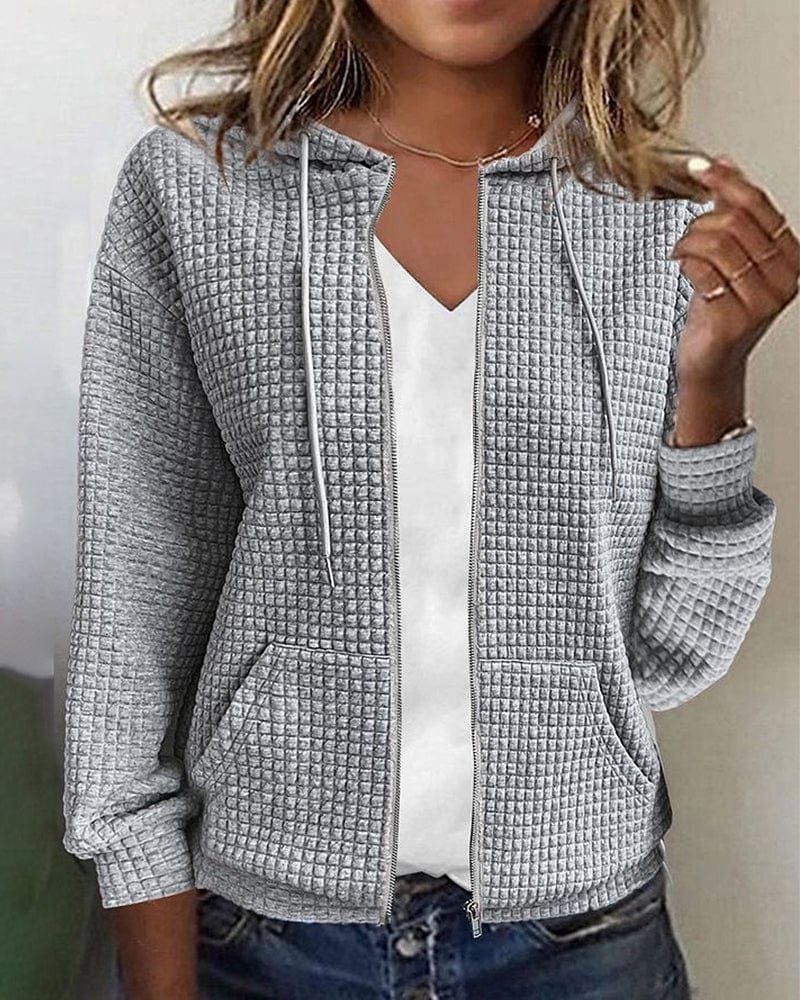NOUVEAU RICHE Damen Kapuzenjacke aus hochwertigem Baumwollmix für gemütliche Freizeitaktivitäten Grau