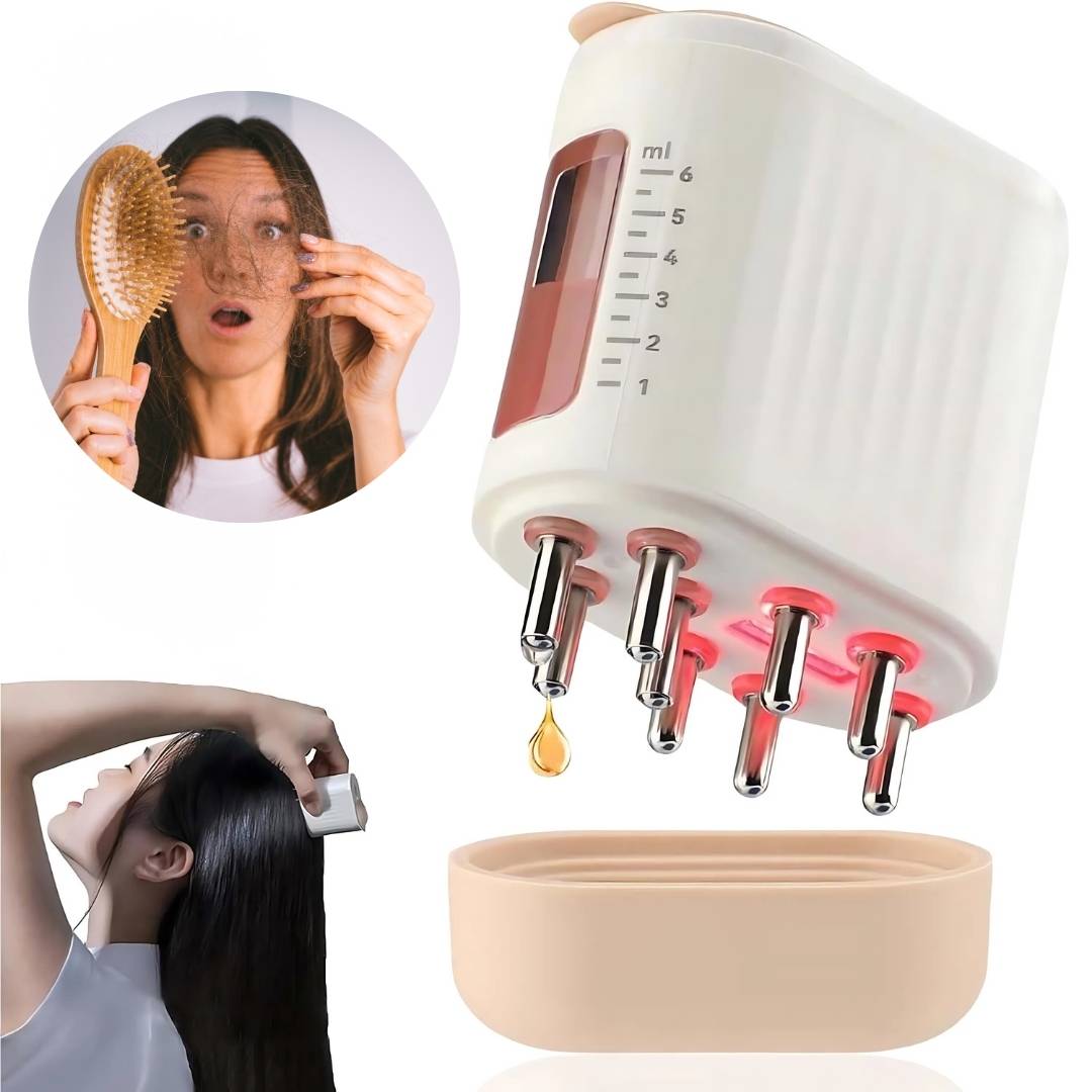 NOUVEAU RICHE Elektrischer Kopfhautmassager – Kopfmassagegerät mit Vibration, Mikrostrom & Rotlicht, Wiederaufladbar – Sensa