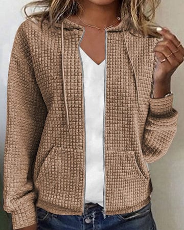 NOUVEAU RICHE Damen Kapuzenjacke aus hochwertigem Baumwollmix für gemütliche Freizeitaktivitäten Khaki