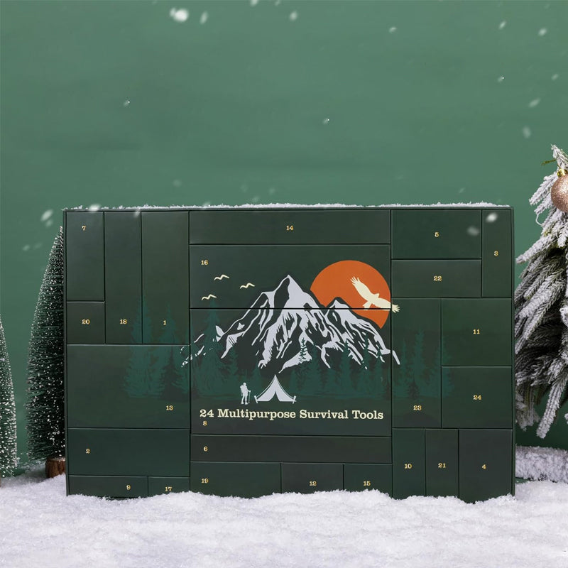 NOUVEAU RICHE Outdoor-Survival-Adventskalender 24 Tage – Adventskalender mit Camping-Gadgets & Werkzeug für Abenteurer