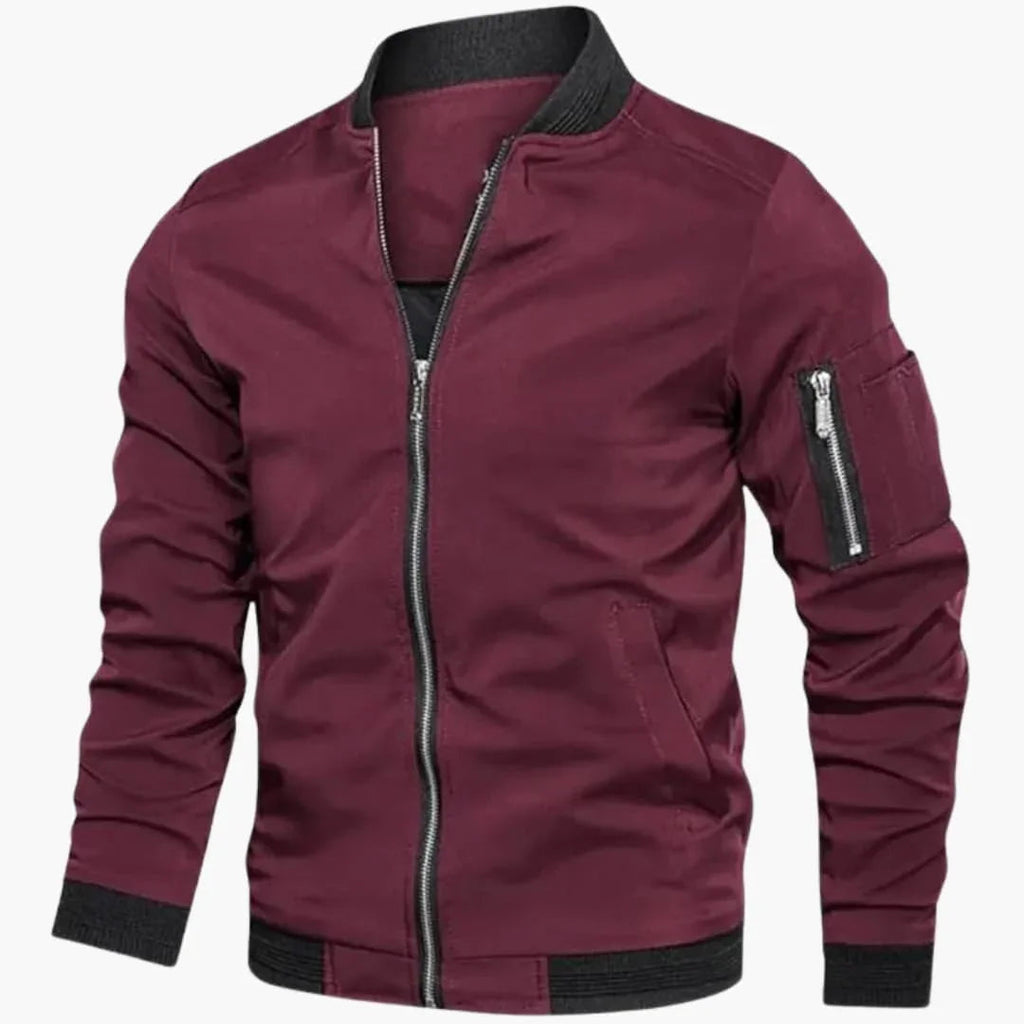 NOUVEAU RICHE Bomberjacke Schlanke Passform Herren Leicht Frühling Herbst Rot