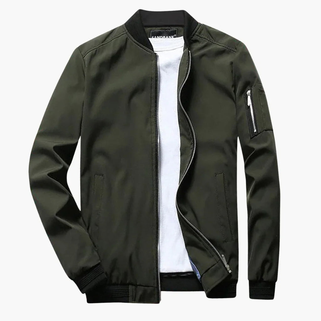 NOUVEAU RICHE Bomberjacke Slim Fit Herren Leicht Für Frühling Sommer Armeegrün