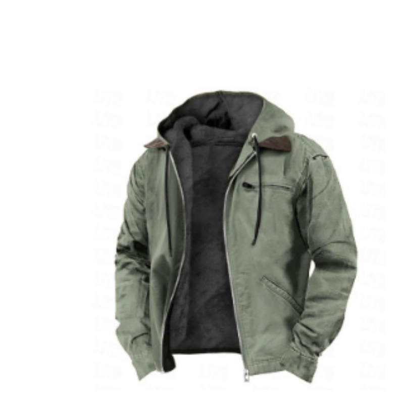 NOUVEAU RICHE Kapuzenjacke Herren Warm Winterjacke Klassisch Alltagslook Grün