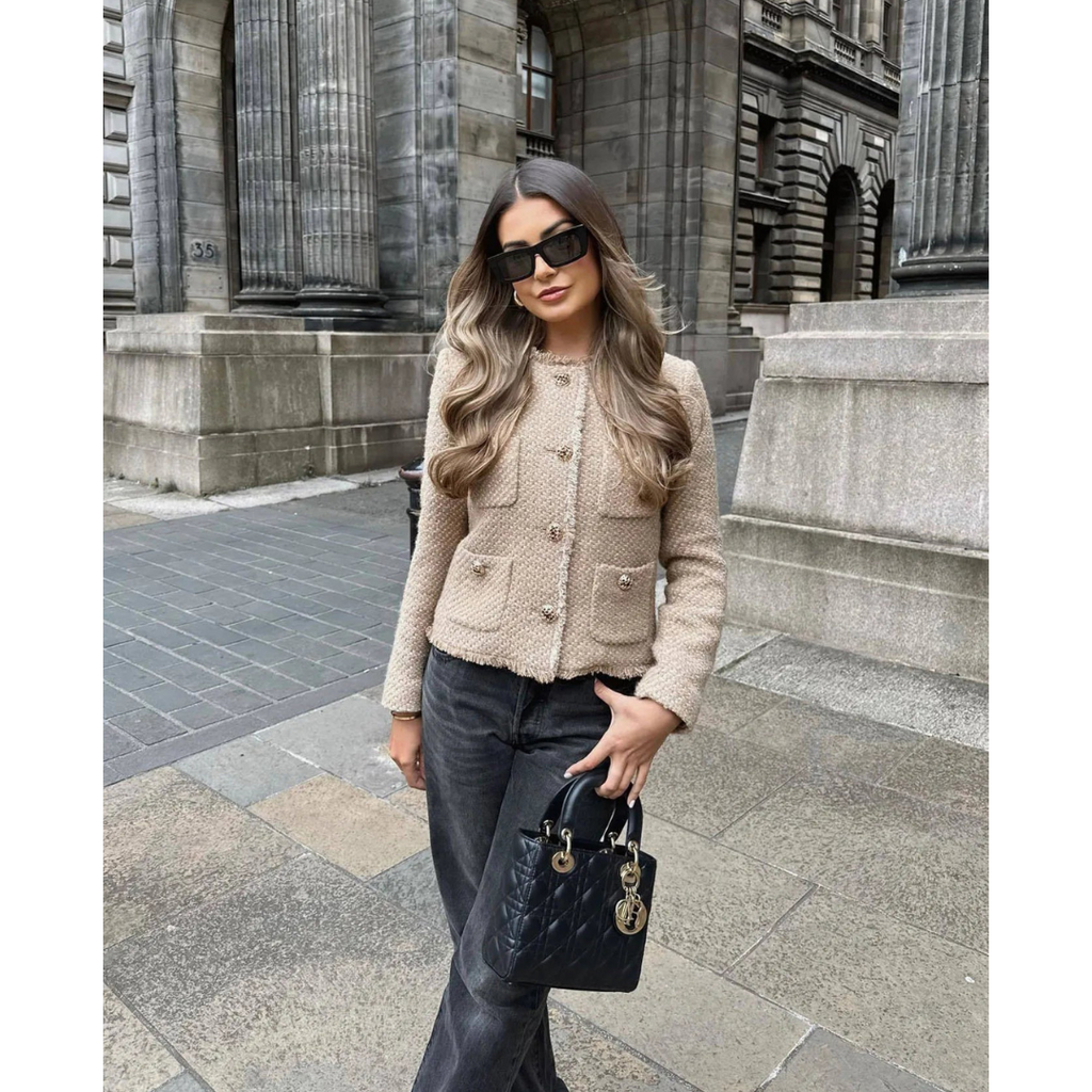 NOUVEAU RICHE Damen Knopf Daunen Langarm Jacke Kurz Sanft Fütterung