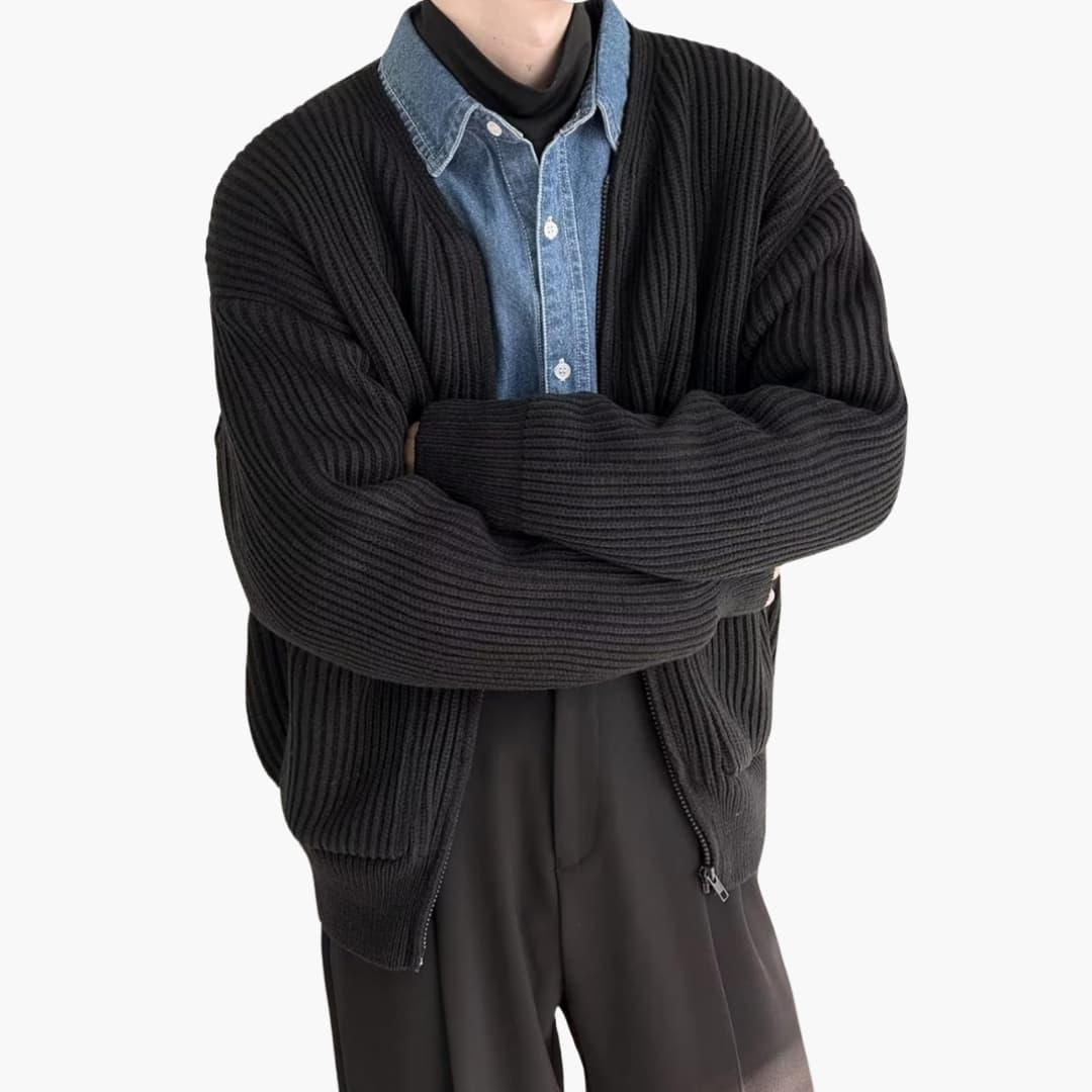 NOUVEAU RICHE Strickjacke Für Herren Offene Vorderseite Lockerer Schnitt