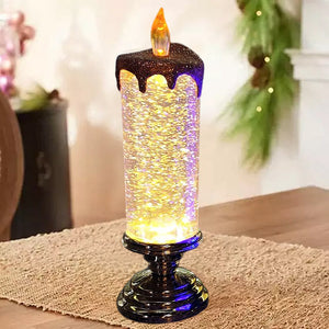 NOUVEAU RICHE Magische Weihnachtsbeleuchtung – LED-Glitzerflamme mit Wasser & wirbelndem Glitzer, Weihnachtsdeko in Blau, Gold, Rot oder Silber – TwinkleFlame Gold