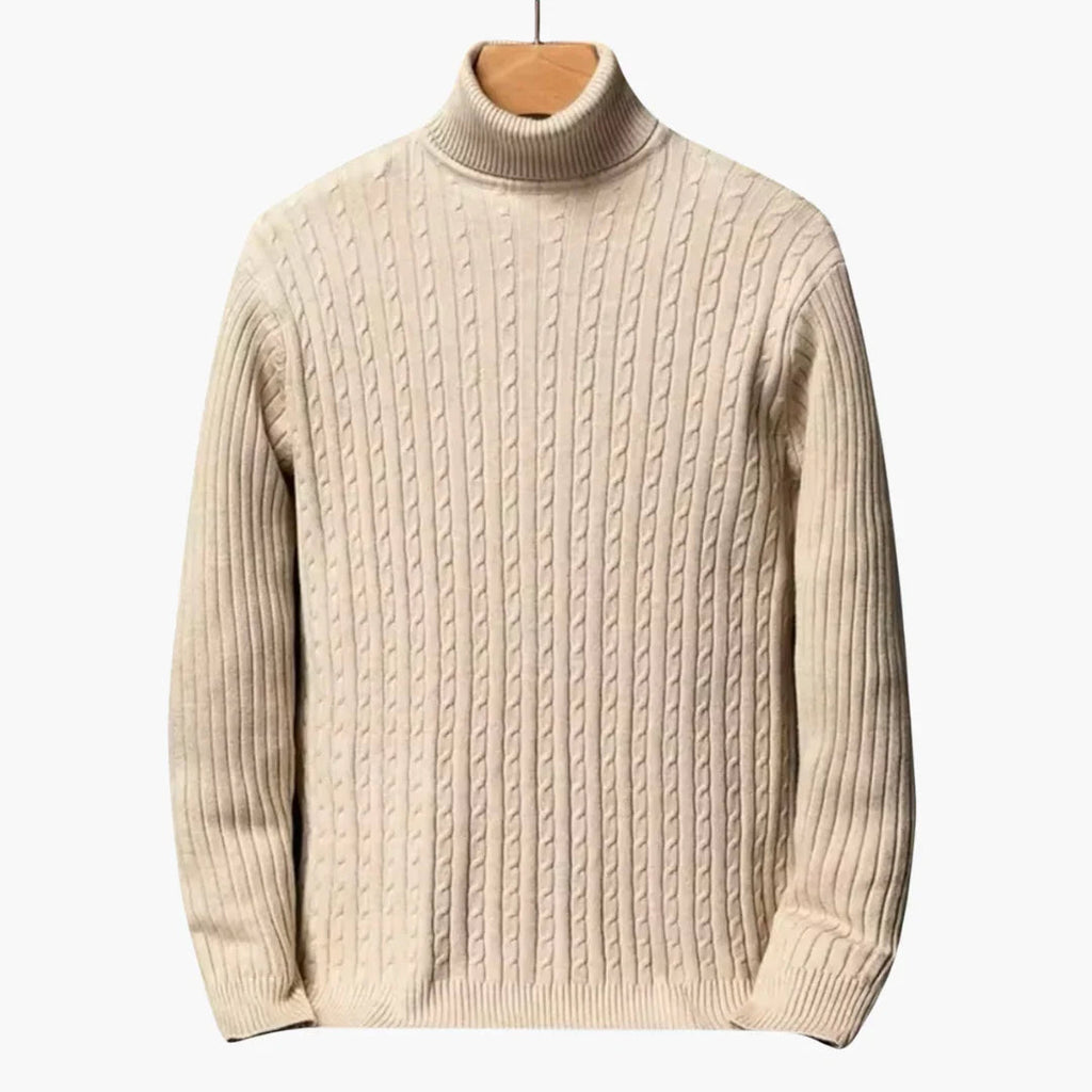 NOUVEAU RICHE Herren Rollkragenpullover Figurbetonte Passform Schlank Beige