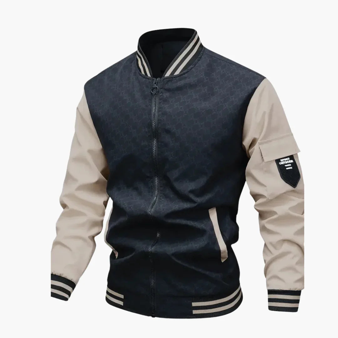 NOUVEAU RICHE Bomberjacke Herren Leichtes Material Sportlicher Schnitt Schwarz