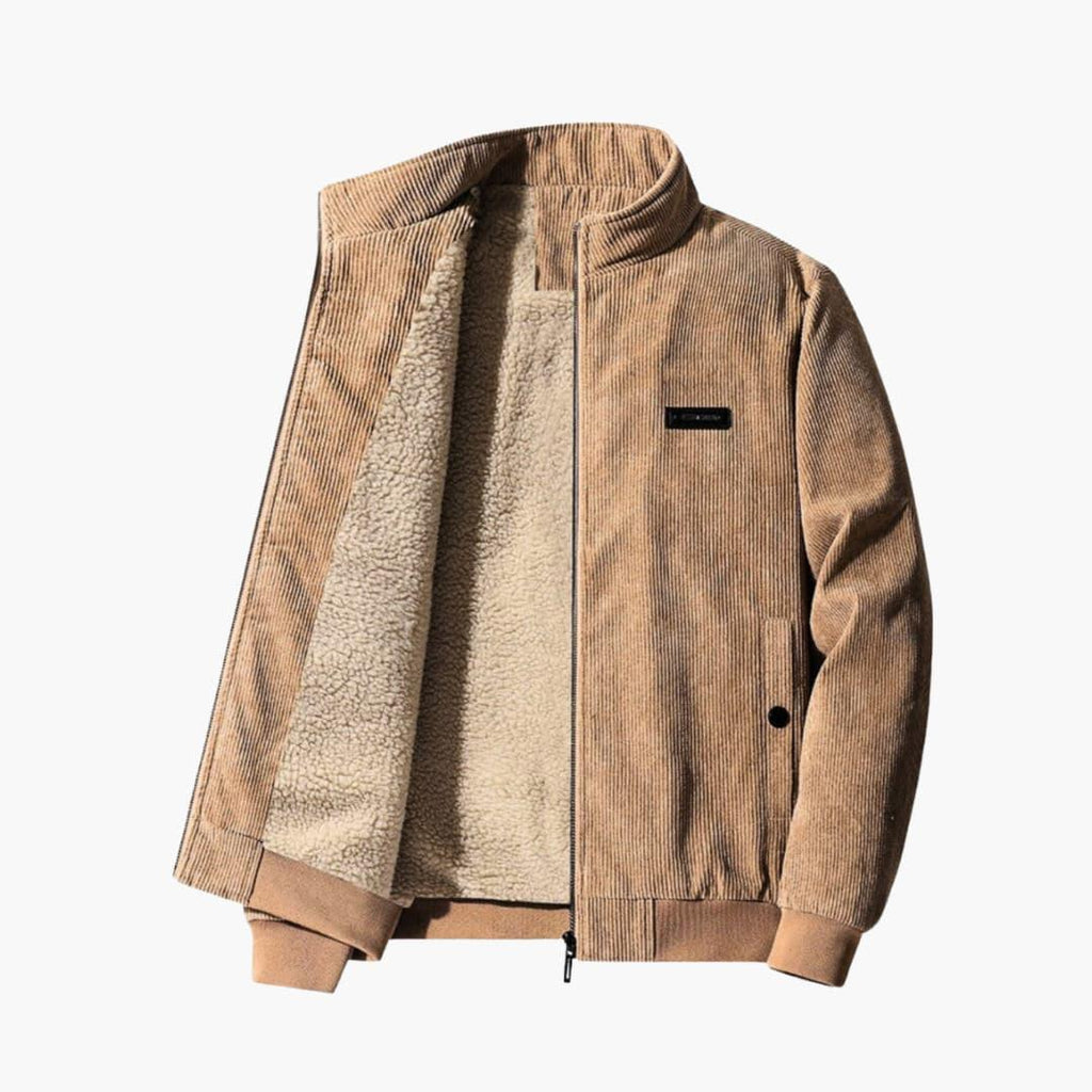 NOUVEAU RICHE Gerippte Retrojacke Für Herren Mit Struktur Vielseitig Beige