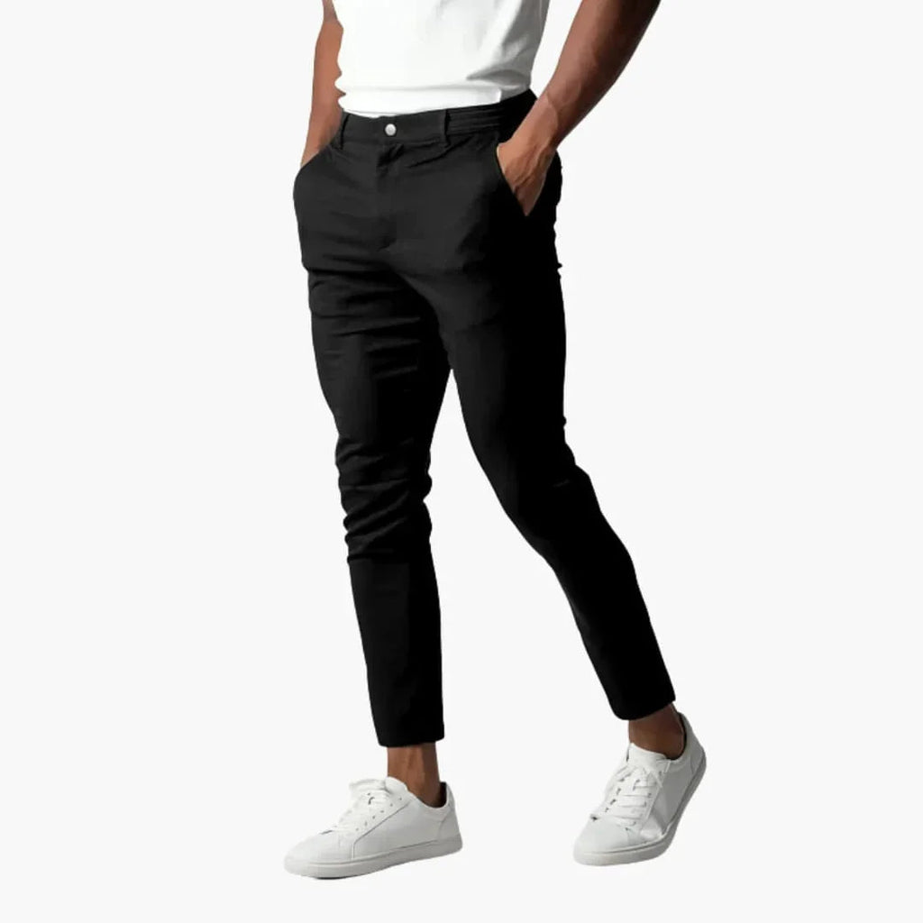 NOUVEAU RICHE Chinohose Elastisch Herren Mit Bund Gerade Beinform Schwarz