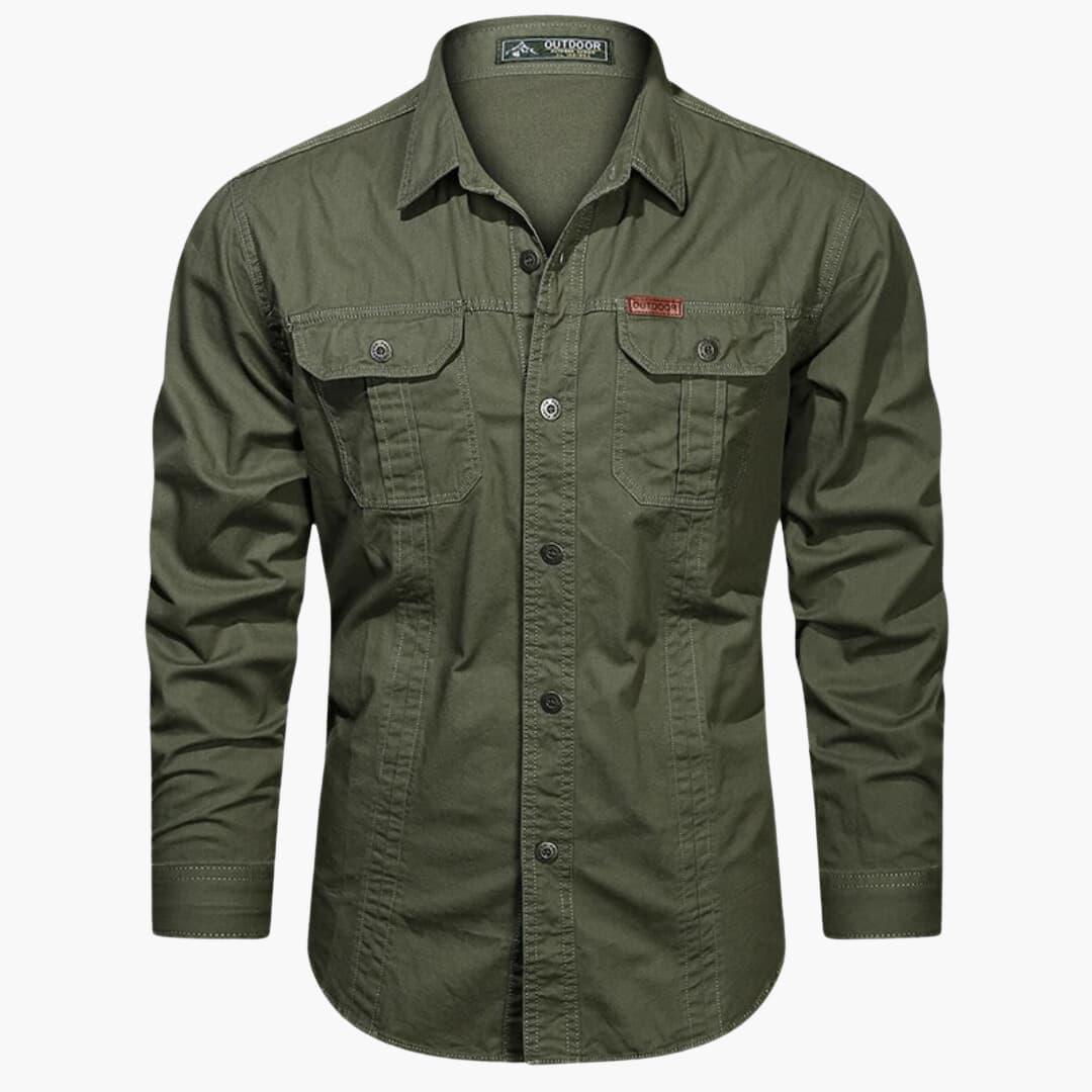 NOUVEAU RICHE Cargohemd Mit Mehrfachtaschen Für Herren Aus Baumwolle Militärgrün
