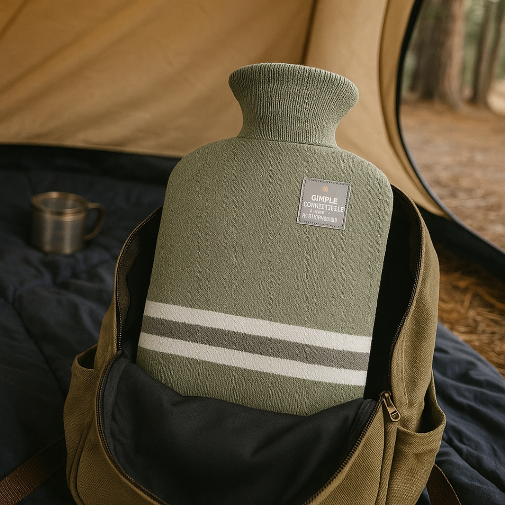NOUVEAU RICHE Bettflasche mit Strickbezug 1 Liter – Wärmflasche mit weichem Bezug für kalte Winterabende, 5 Farben Grün