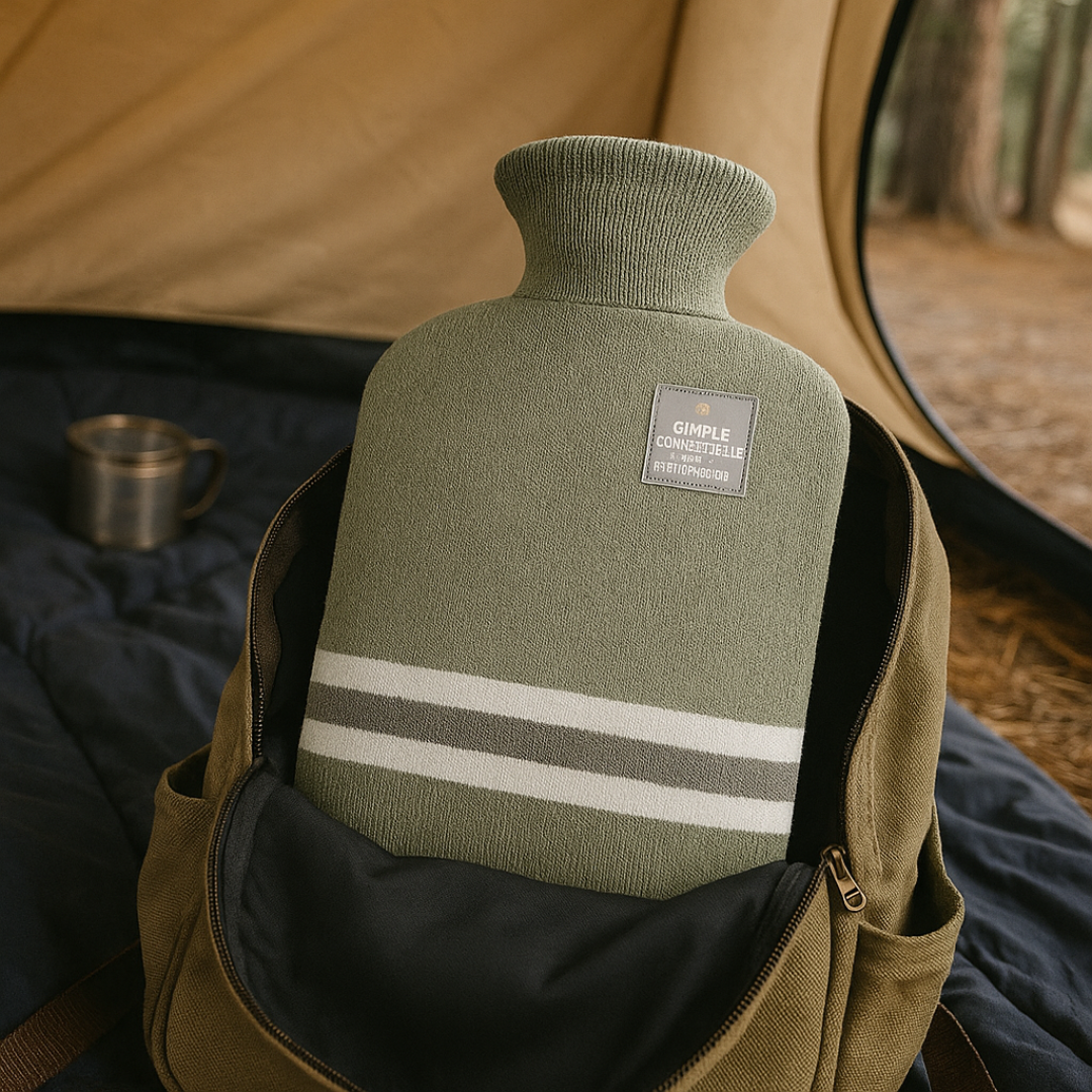 NOUVEAU RICHE Bettflasche mit Strickbezug 1 Liter – Wärmflasche mit weichem Bezug für kalte Winterabende, 5 Farben Grün