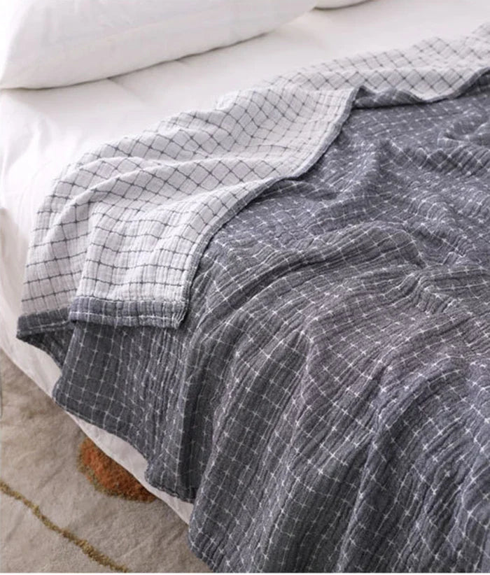 NOUVEAU RICHE Einfache Casual-Baumwolldecke – Leichte Musselin Decke & Tagesdecke für Bett und Sofa, Atmungsaktiv, Ganzjährig – BreezyCotton Schwarz