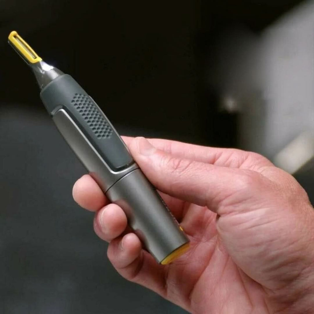 NOUVEAU RICHE Präzisionstrimmer für Bart, Nase & Augenbrauen – Kabelloser Detailtrimmer mit LED-Licht & ergonomischem Griff