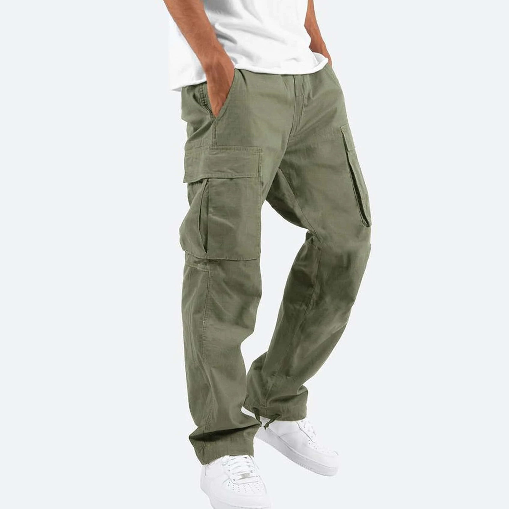 NOUVEAU RICHE Cargo Hose Alltagskomfort Weiches Material Bequem Für Herren Dunkelgrün