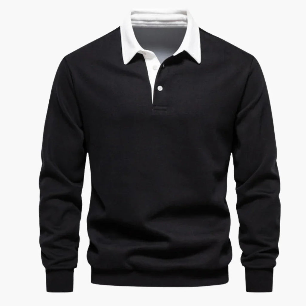 NOUVEAU RICHE Polohemd Herren Baumwolle Vielseitig Alltags und Business Schwarz
