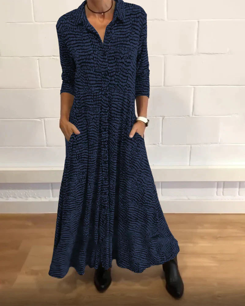 NOUVEAU RICHE Kleid Leichter Stoff Sommerkleid Bequeme Passform Frühsommer Blau