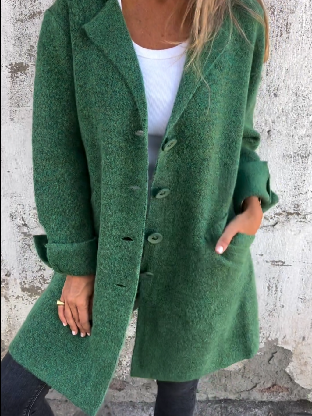 NOUVEAU RICHE Legere Lange Strickjacke – Langer Cardigan Damen, weich & atmungsaktiv, für jede Jahreszeit, S–3XL – Sephira Grün