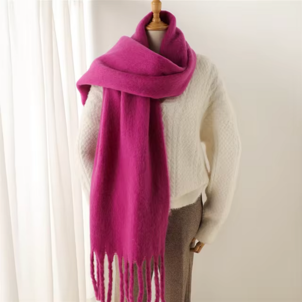 NOUVEAU RICHE Kaschmir-Winter-Schal Cashmere-ähnlichem Stoff Fransen Magenta Einheitsgröße