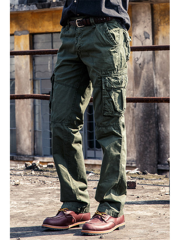 NOUVEAU RICHE Herren Baumwoll Cargo Hosen Für Outdoor Aktivitäten Mit Mehreren Taschen Atmungsaktiv Und Bequem Armeegrün