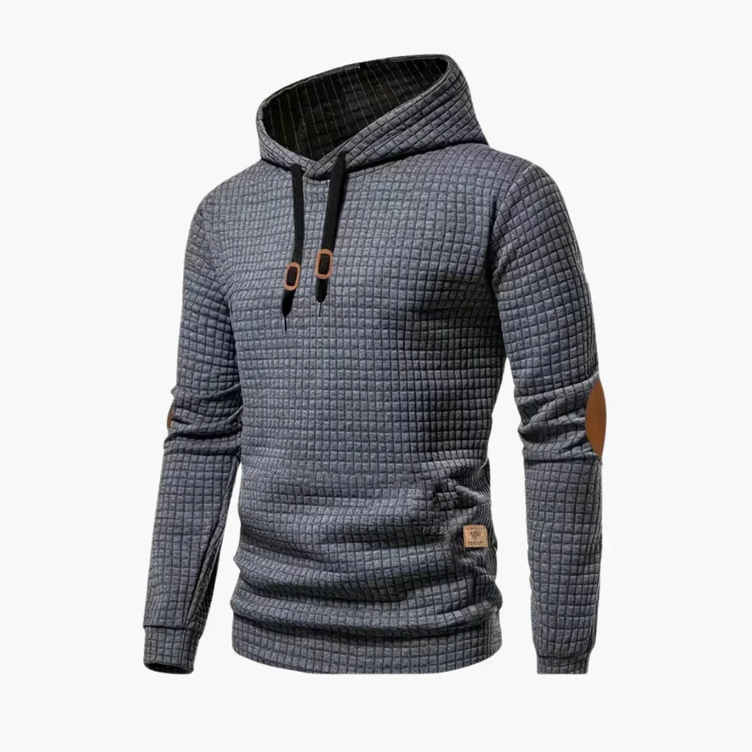 NOUVEAU RICHE Hoodie Karomuster Herren Lockerer Schnitt Kapuze Kordelzug Dunkelgrau