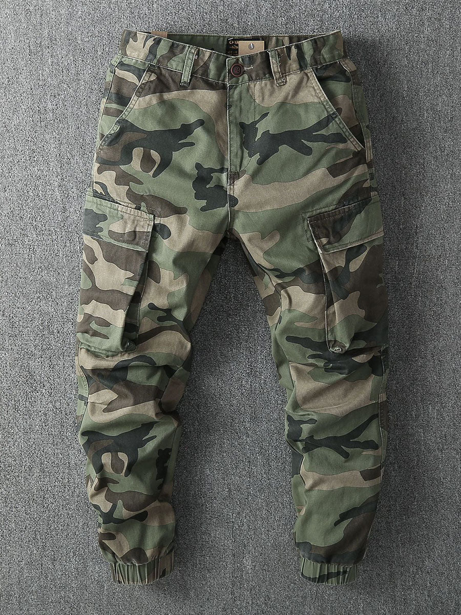 NOUVEAU RICHE Herren Camouflage Cargo Jogginghose Aus Atmungsaktiver Baumwolle Für Outdoor-Aktivitäten Und Streetstyle Camouflage