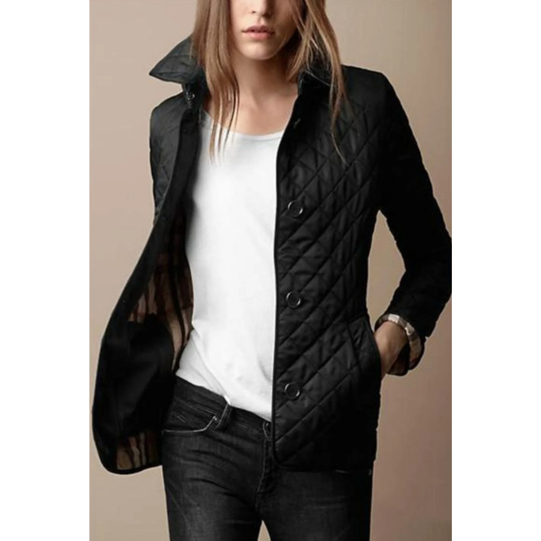 NOUVEAU RICHE Damen Knopf Daunen Jacke Moderne Wärme Stilvoll Bequem Schwarz